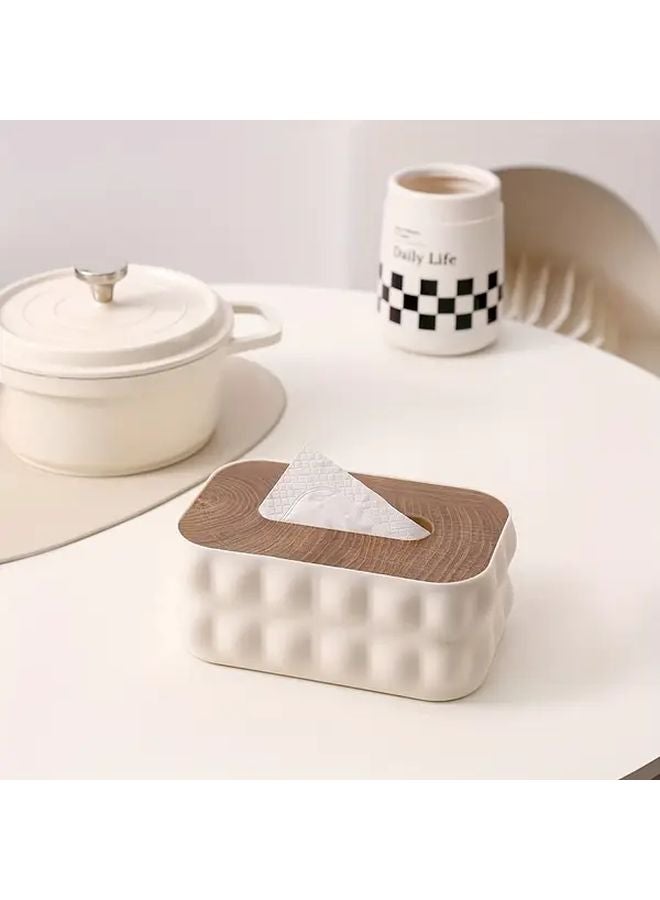 حامل علبة المناديل الخشبي الأخضر مع غطاء إغلاق ناعم للحمام والمطبخ وغرفة المعيشة - Image 4